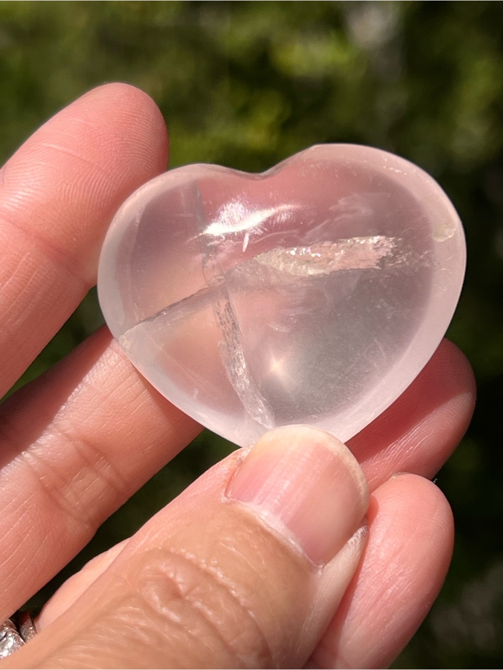 Rose (7) Quartz Heart with stand | crystal